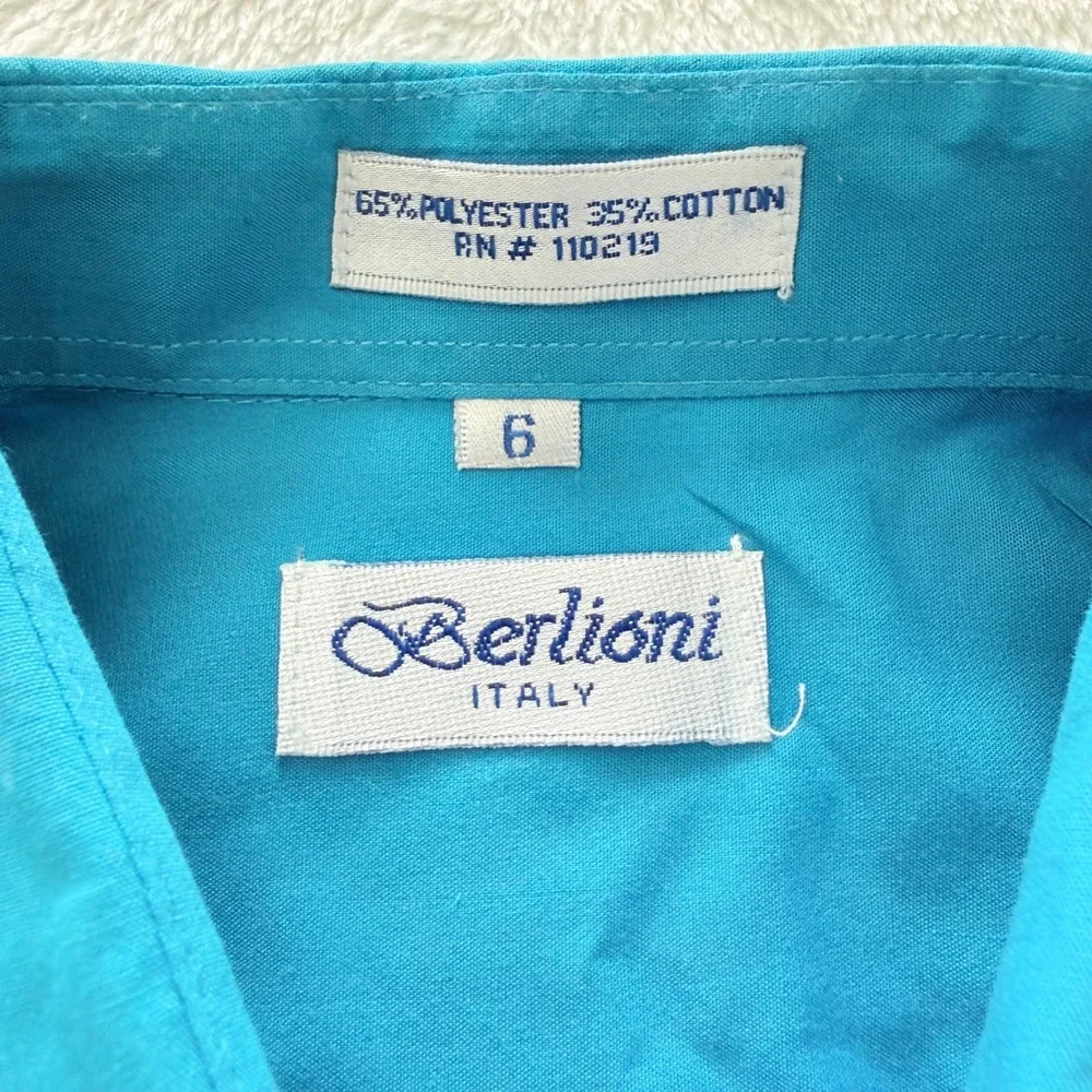 Berlioni Italy Boys 2 Pack Dress Shirts Size 6‎ Turquoise Blue Lavender Purple